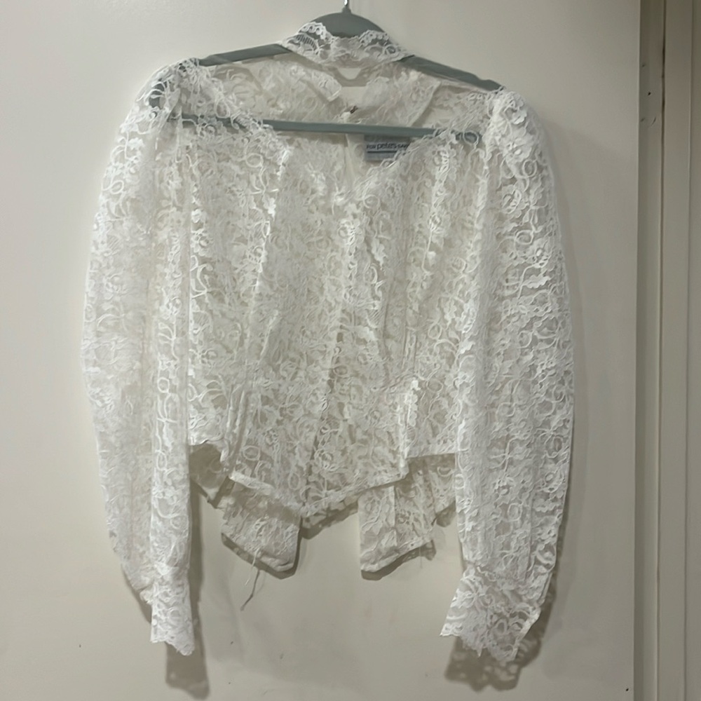 White vintage lace top size Large